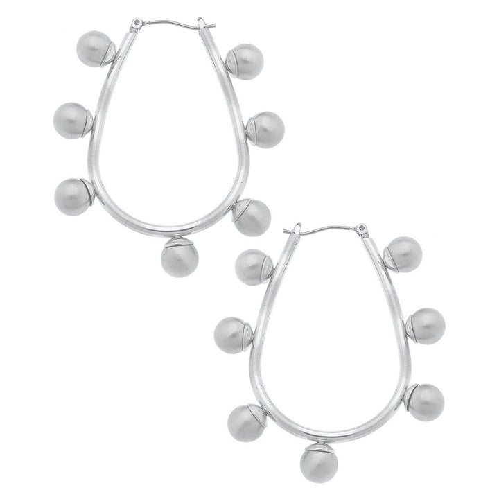 Allison Studded Metal Teardrop Hoop Earrings