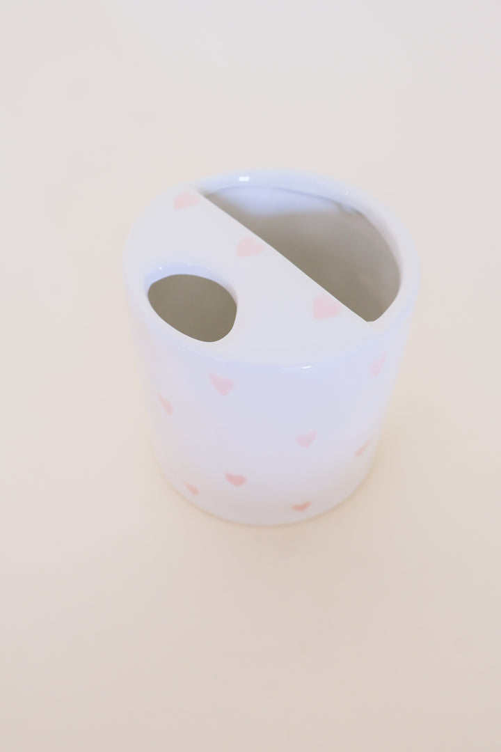 Hand-Painted Vintage Ceramic Coffee Mug – Pink Heart