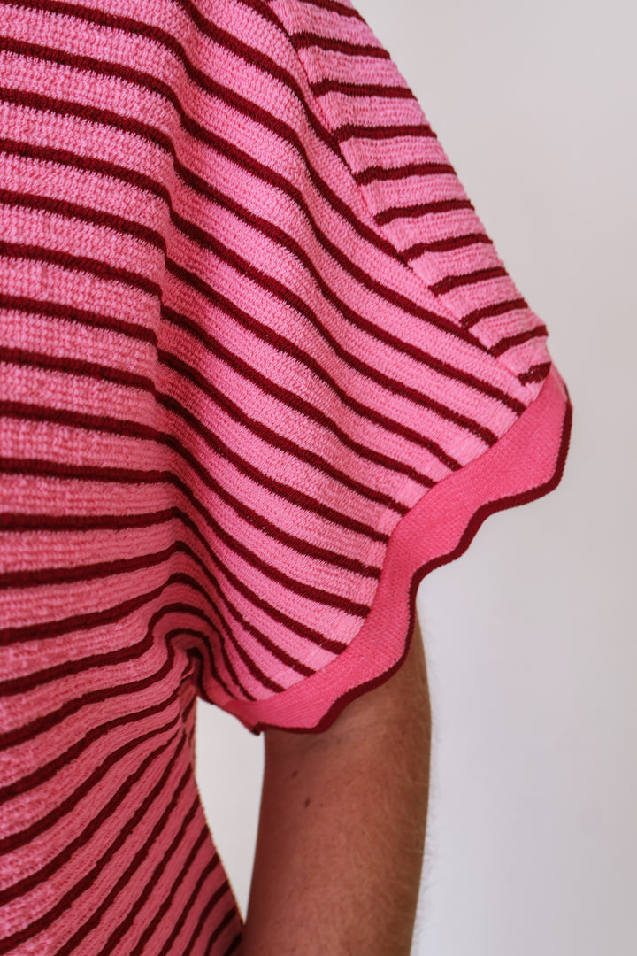 Stripe Knit Top - Pink