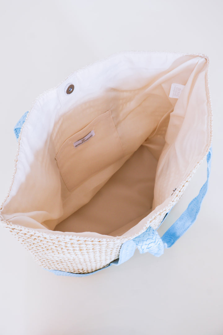 Brittney Beach Tote - Natural/Palace Blue