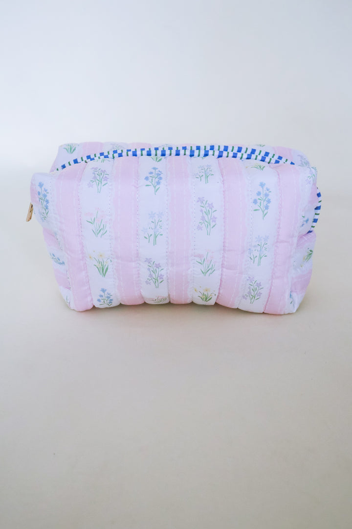 EXCLUSIVE Floral Cotton Quilted Cosmetic Bag - Pink