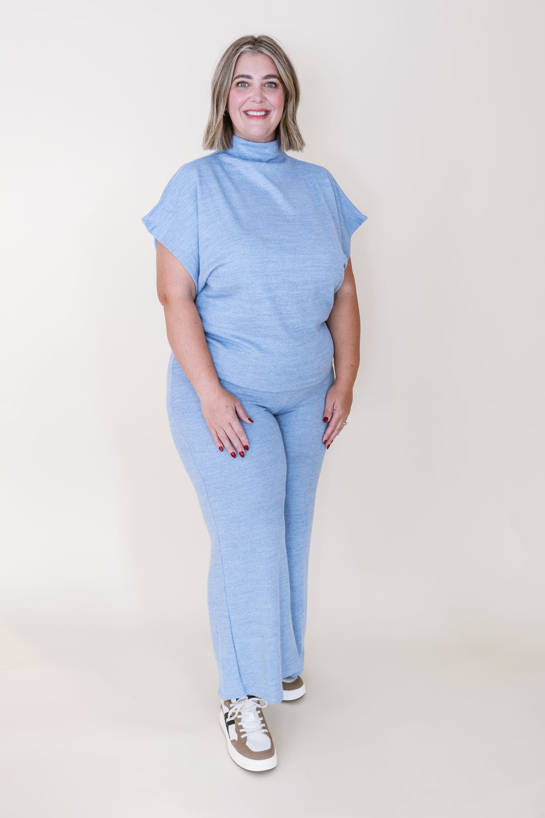 Molly Mae Mock Neck Set - Blue