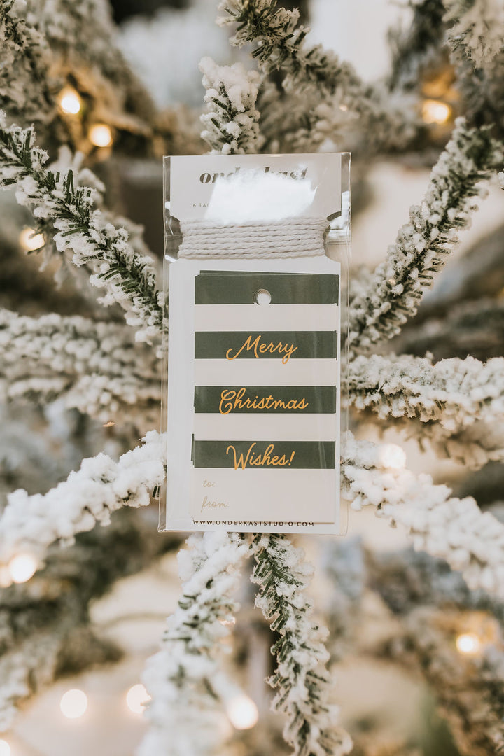 Merry Christmas Wishes Stripe Gift Tag