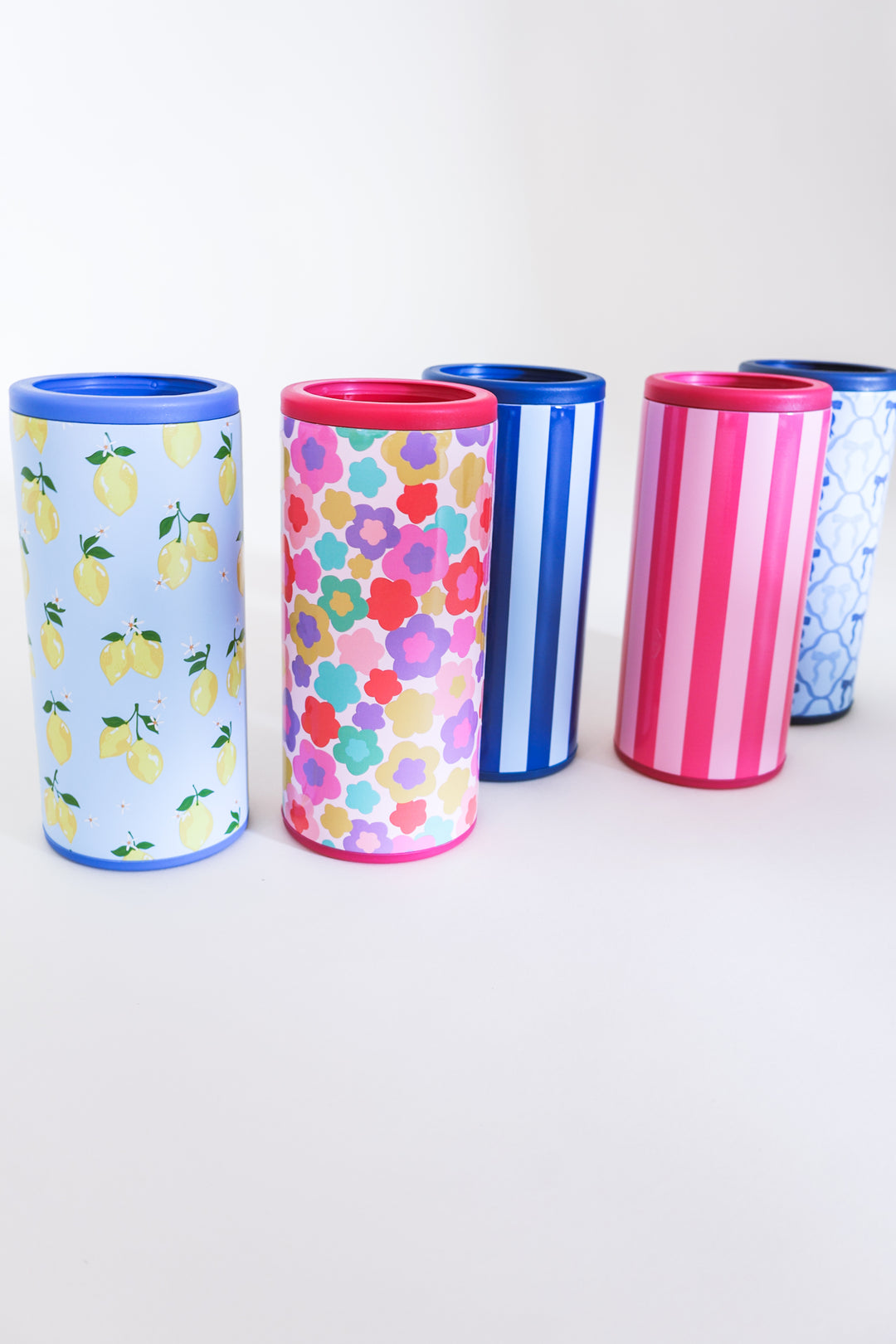 Slim Can Cooler - Blue Stripes