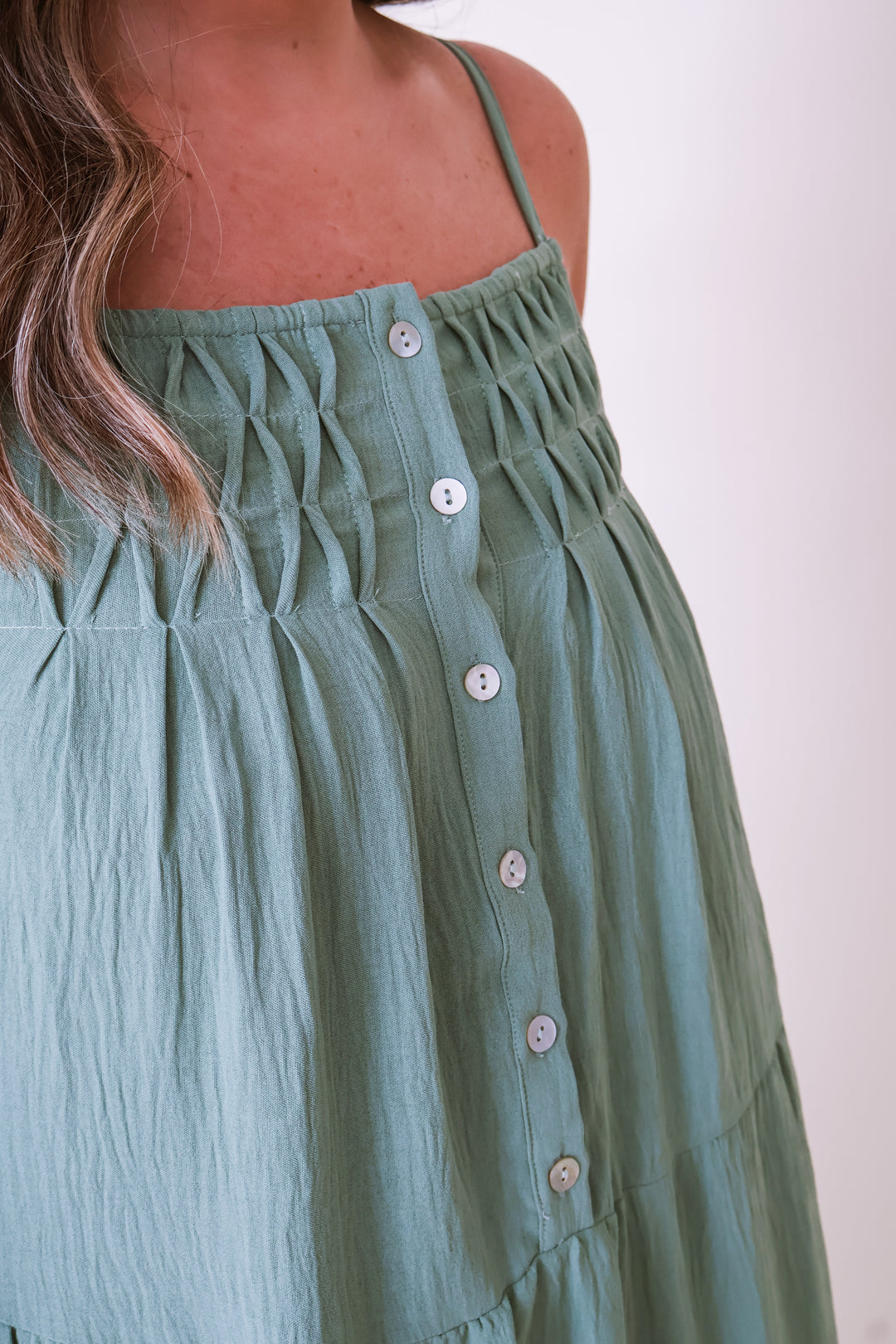 Sleeveless Tiered Cami Dress - Sage