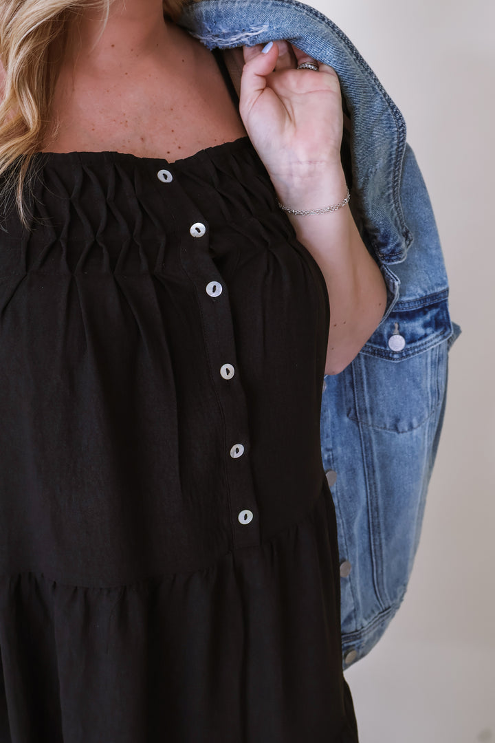 Sleeveless Tiered Cami Dress - Black