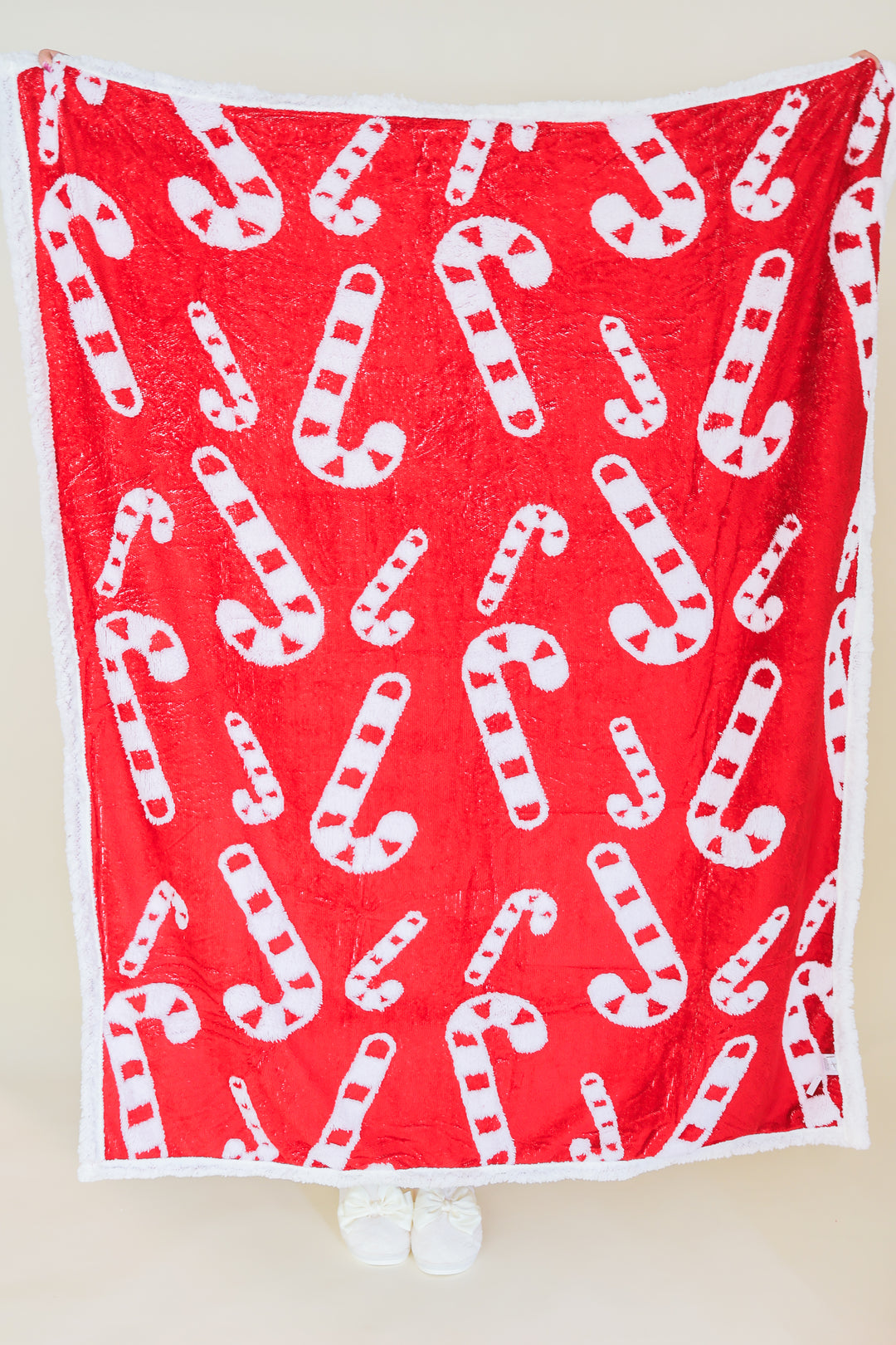 Candy Cane Throw Blanket – Red & White