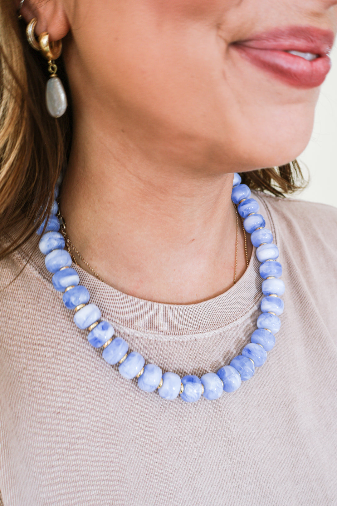 Color Pop Boho Beaded Necklace - Blue
