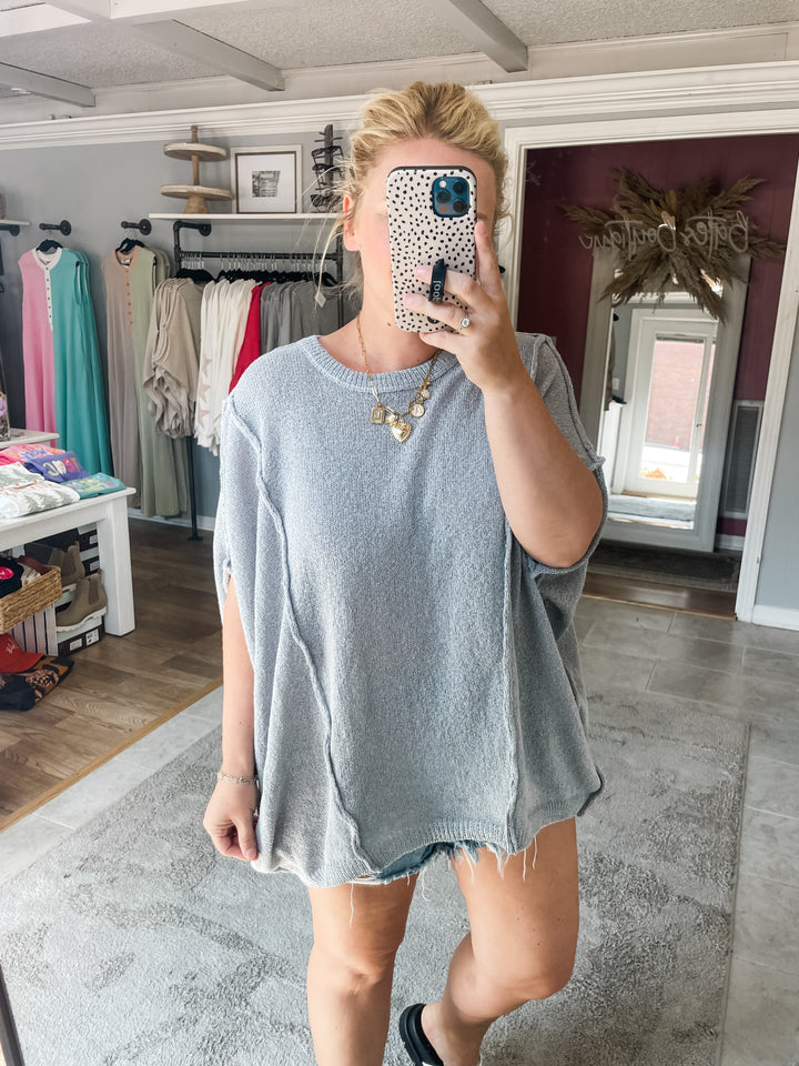 Demi Drop Shoulder Top - Grey