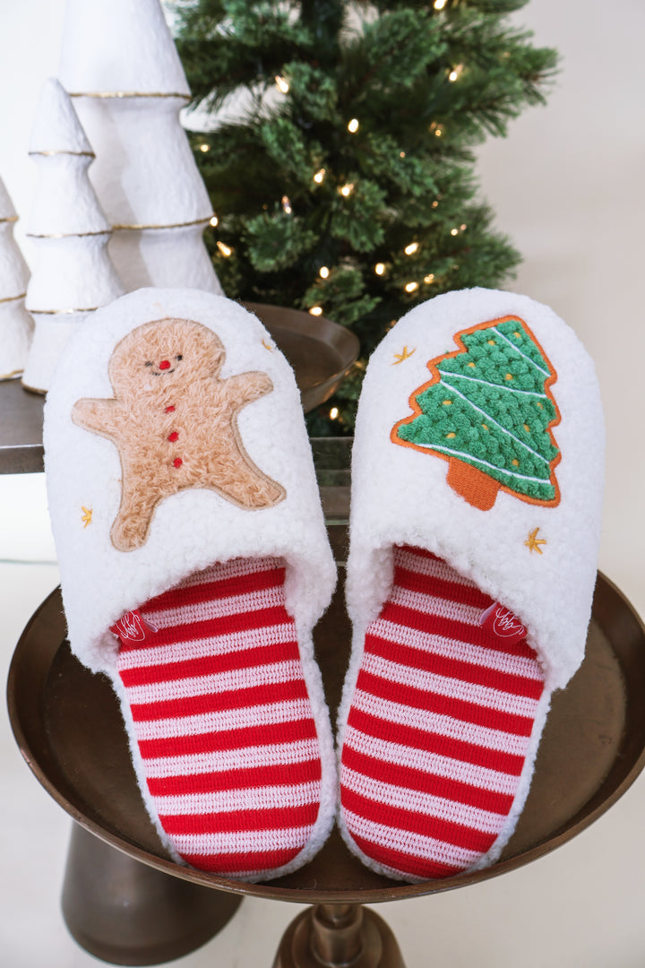 Step Into Christmas Season Striped Slippers