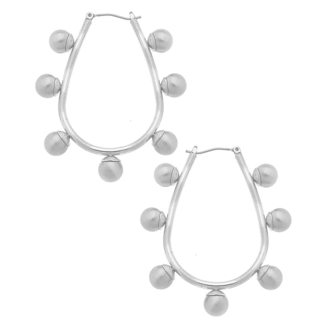 Allison Studded Metal Teardrop Hoop Earrings