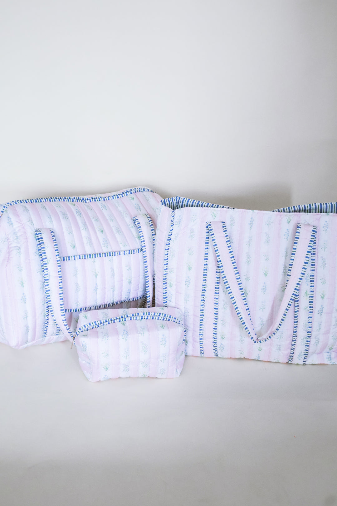 EXCLUSIVE Floral Cotton Quilted Cosmetic Bag - Pink