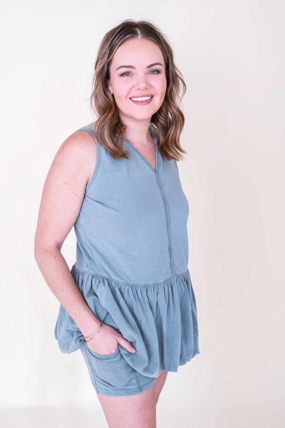 Daydream Pima Cotton Bubble Dress Set - Eldergreen