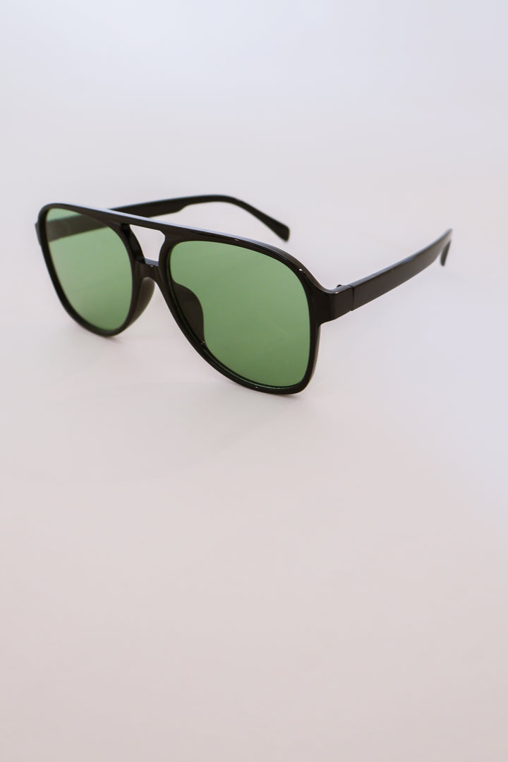 Aviation Acetate Sunglasses - Black/Green