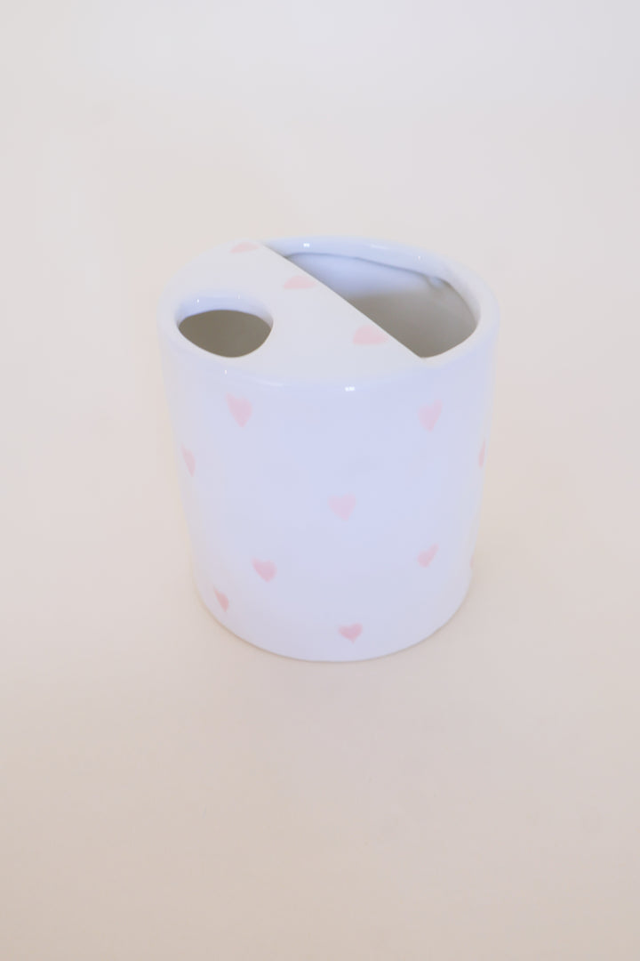 Hand-Painted Vintage Ceramic Coffee Mug – Pink Heart