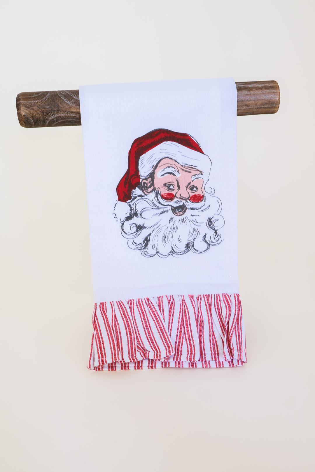 Santa Ruffle Hand Towel – White & Red