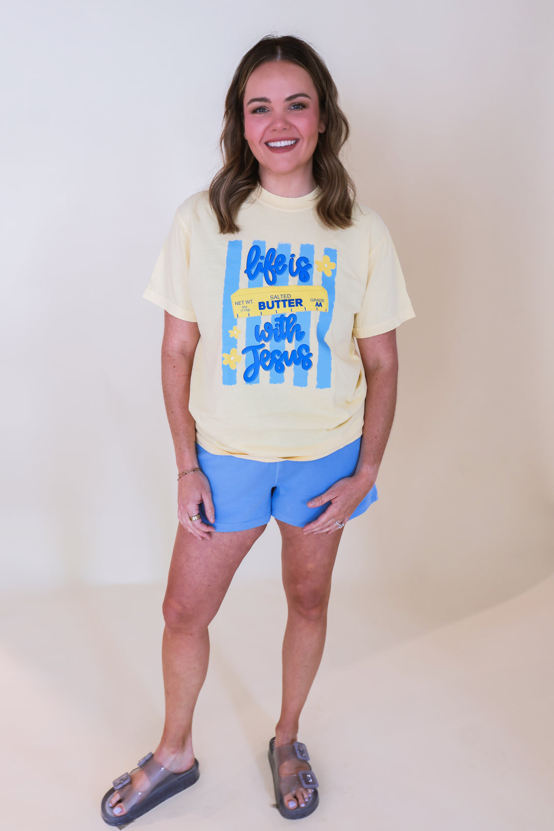 Life is Butter with Jesus Tee - Yellow