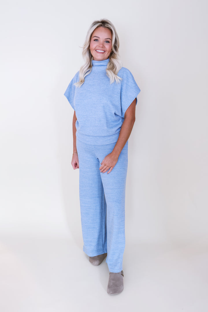 Molly Mae Mock Neck Set - Blue