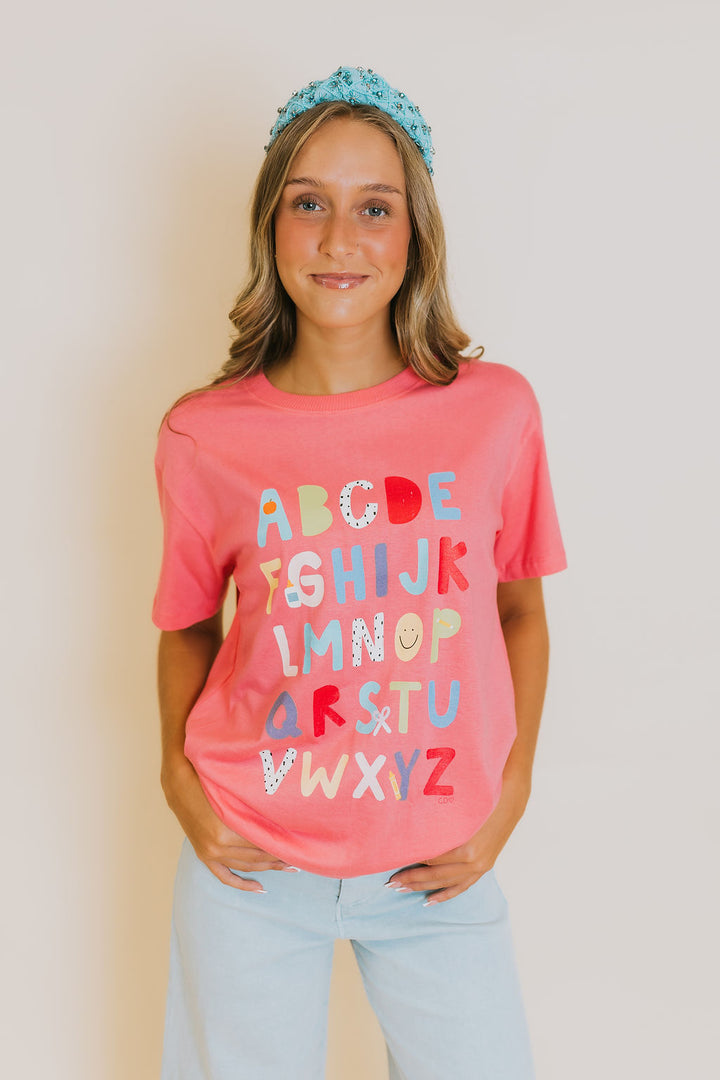 Alphabet - Callie Tee - Pink