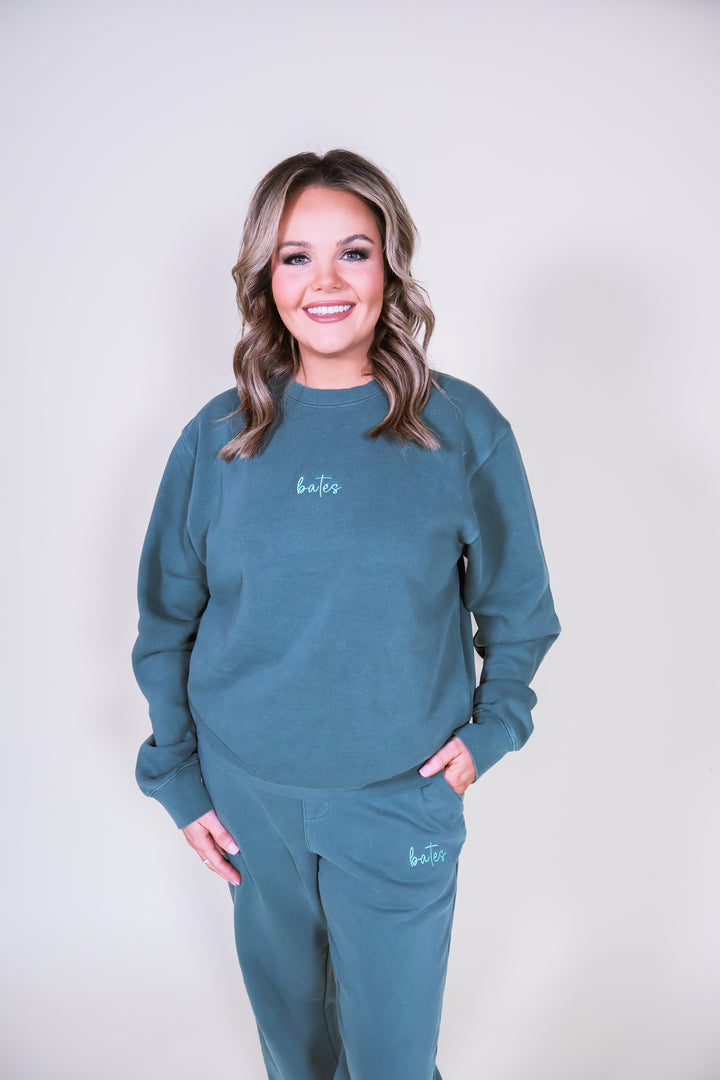 Made-to-Order Bates Embroidered Sweatshirt - Alpine Green