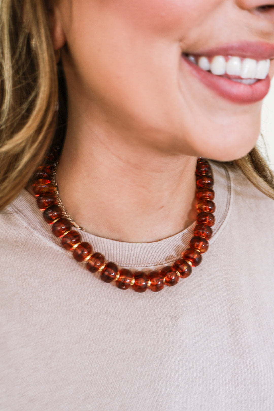 Color Pop Boho Beaded Necklace - Tortoise