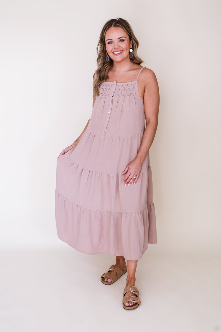 Sleeveless Tiered Cami Dress - Taupe