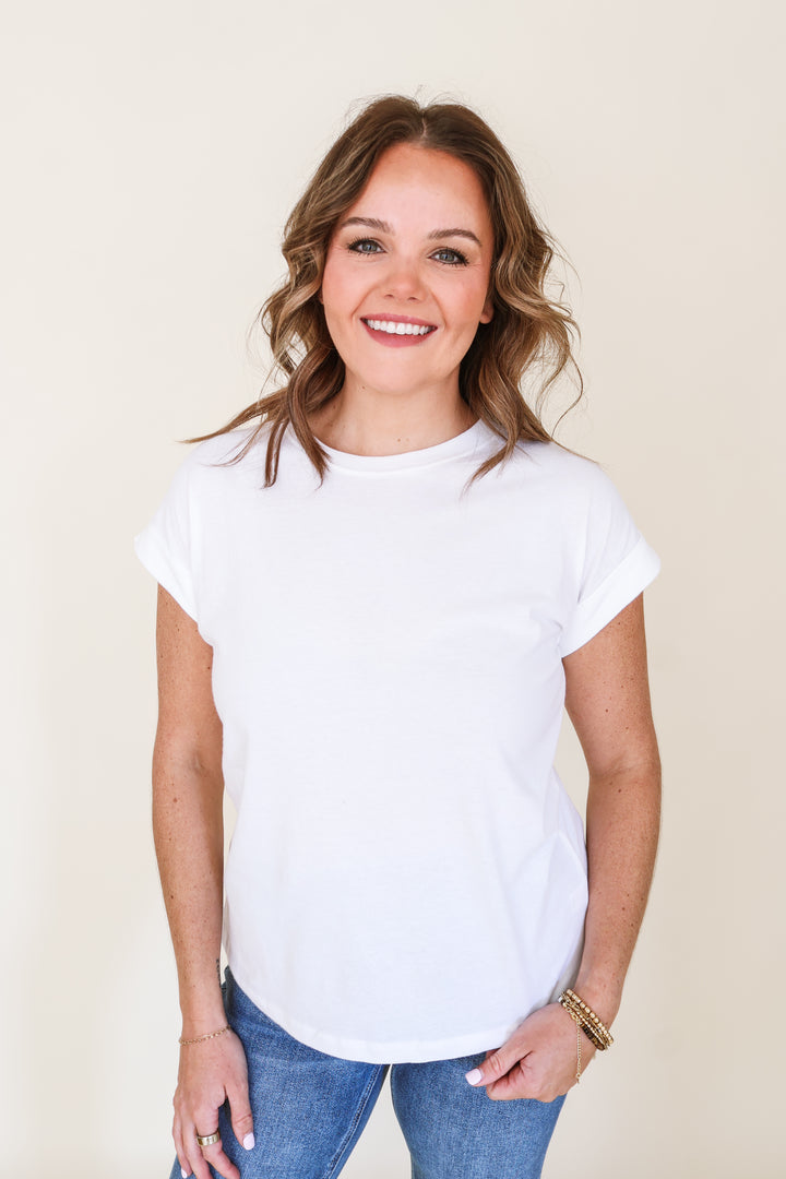 Cotton Crew Neck Short Sleeve Tee - White