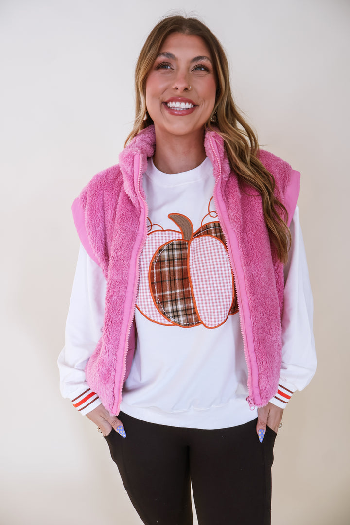 Cozy Sherpa Puffer Vest - Pink