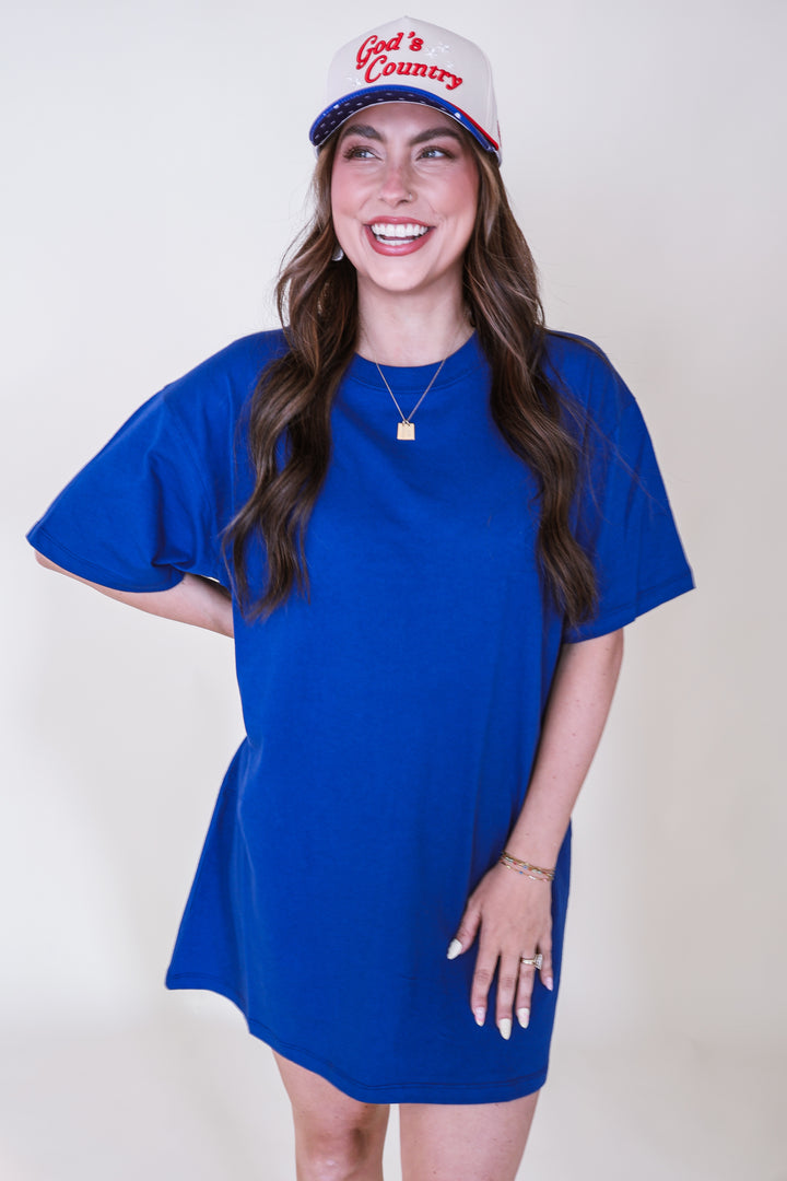 Round Neck T-Shirt Dress - Navy