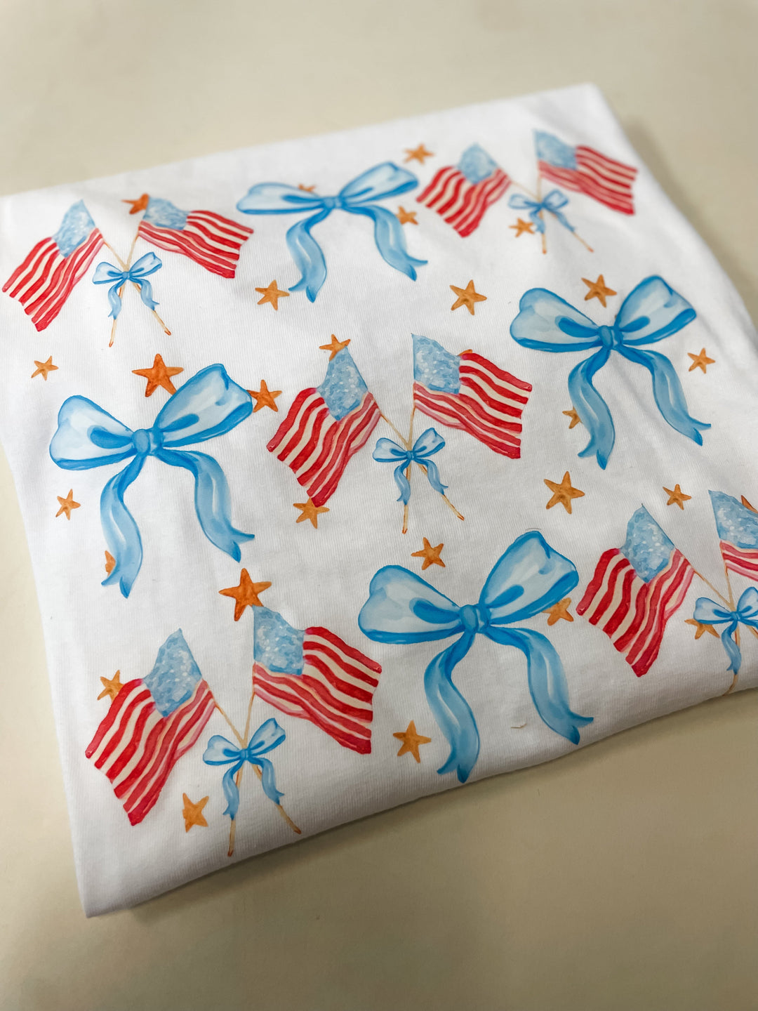 Kids USA Flag Bow Tee - White