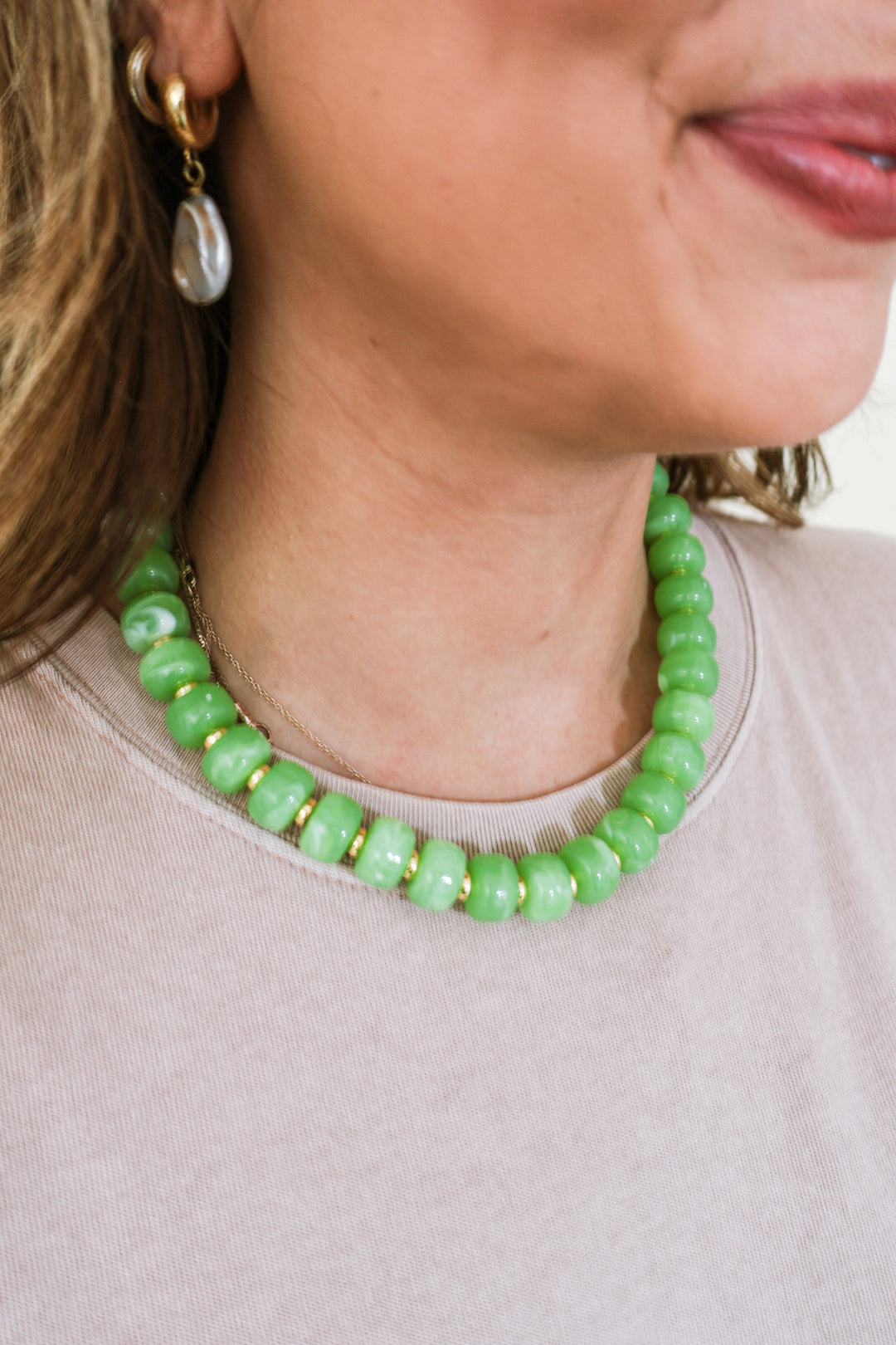 Color Pop Boho Beaded Necklace - Green