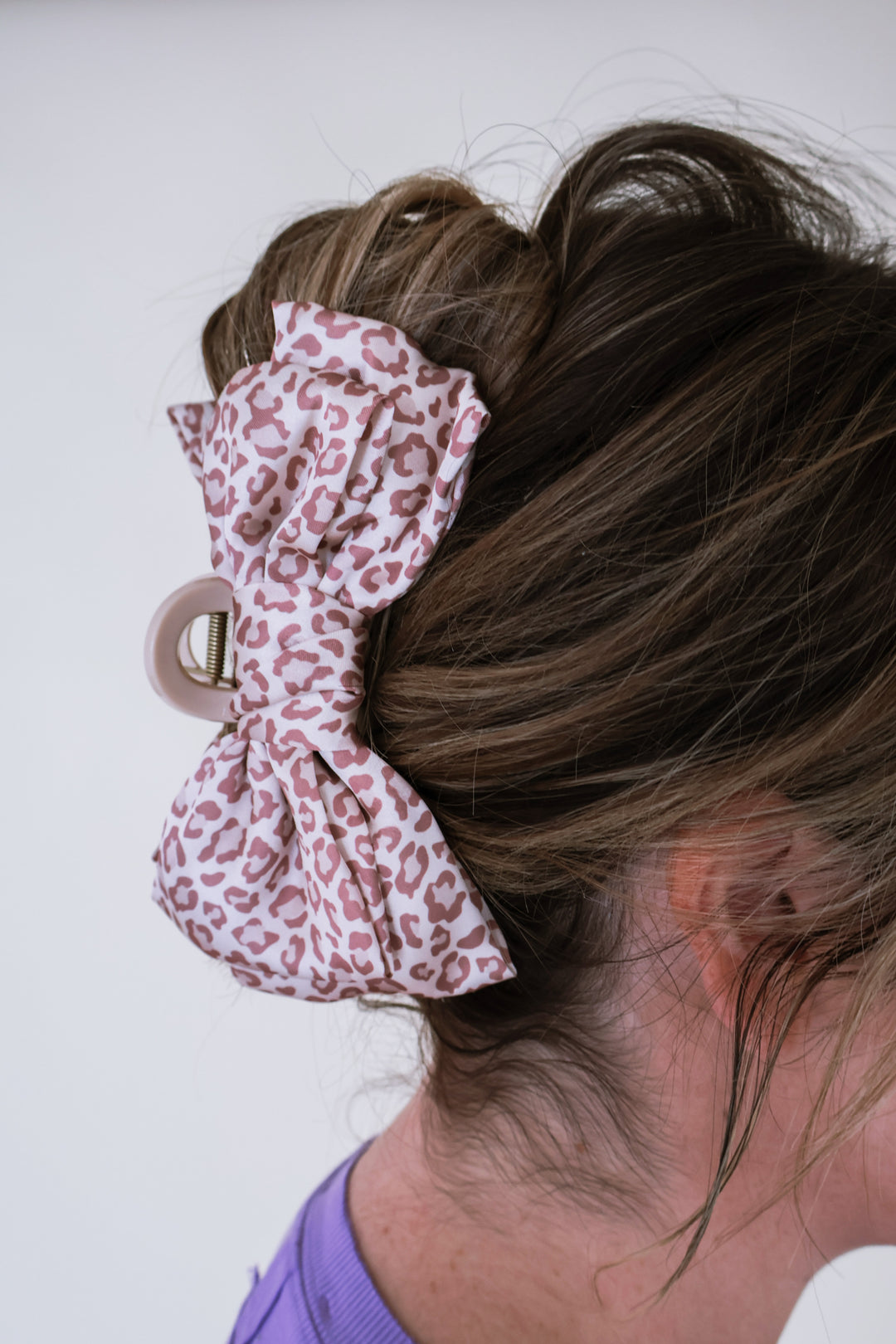 Satin Bow Claw Clip – Cheetah