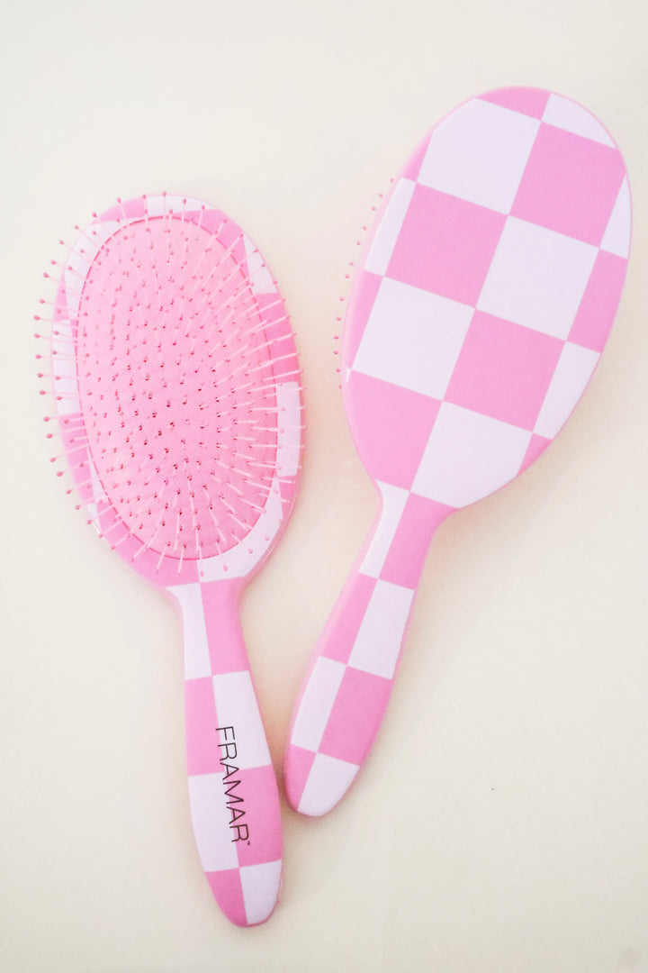 Checkered Detangling Brush - Pink
