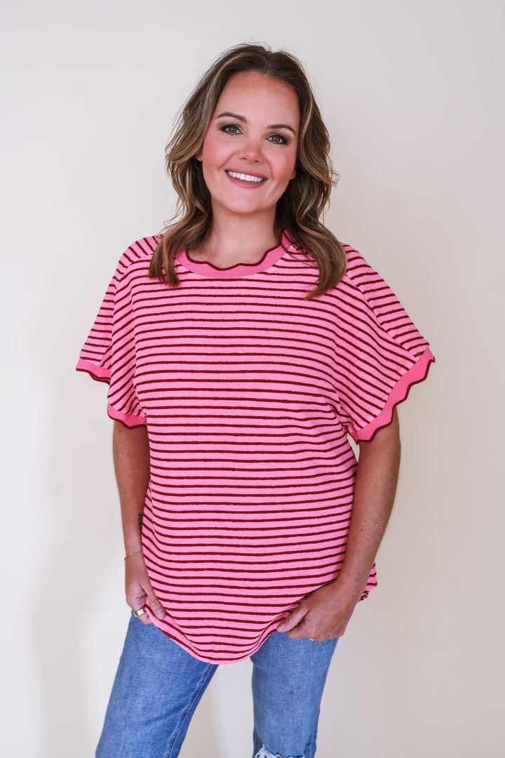 Stripe Knit Top - Pink