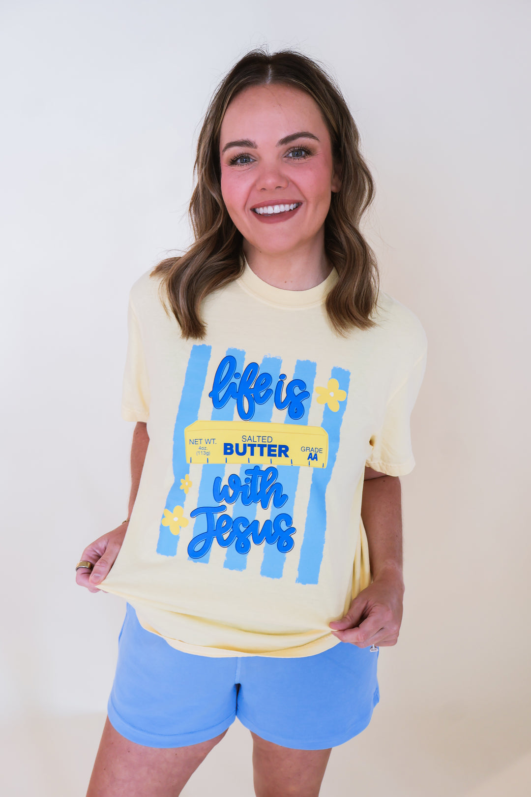 Life is Butter with Jesus Tee - Yellow