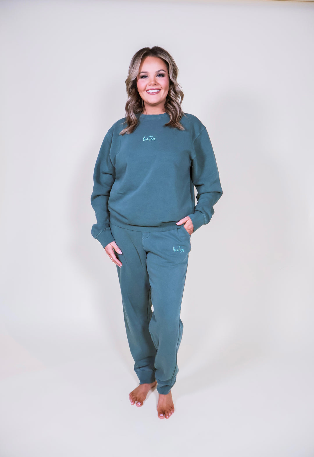 Made-to-Order Bates Embroidered Joggers - Alpine Green