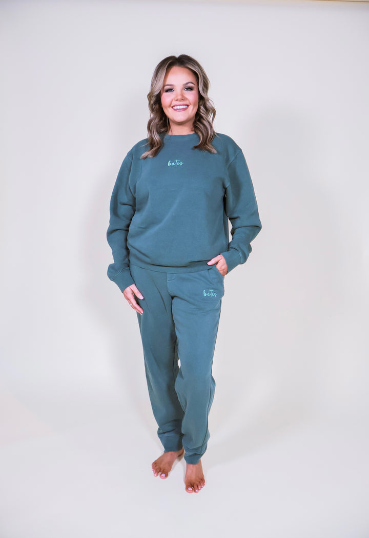 Made-to-Order Bates Embroidered Joggers - Alpine Green