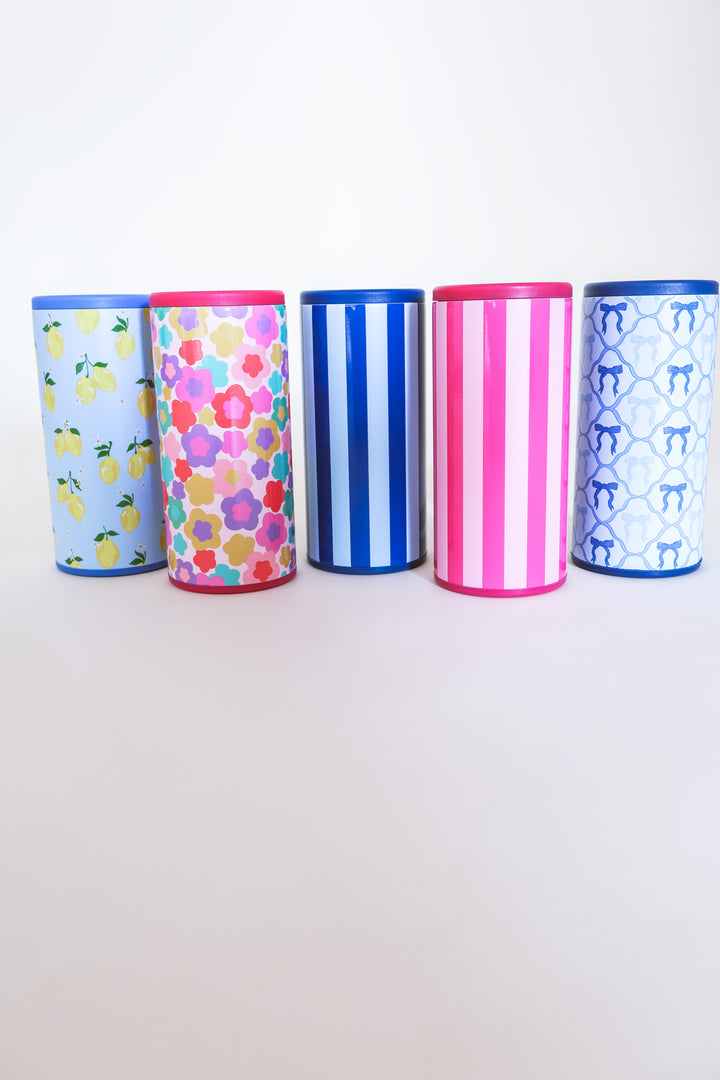 Slim Can Cooler - Blue Stripes