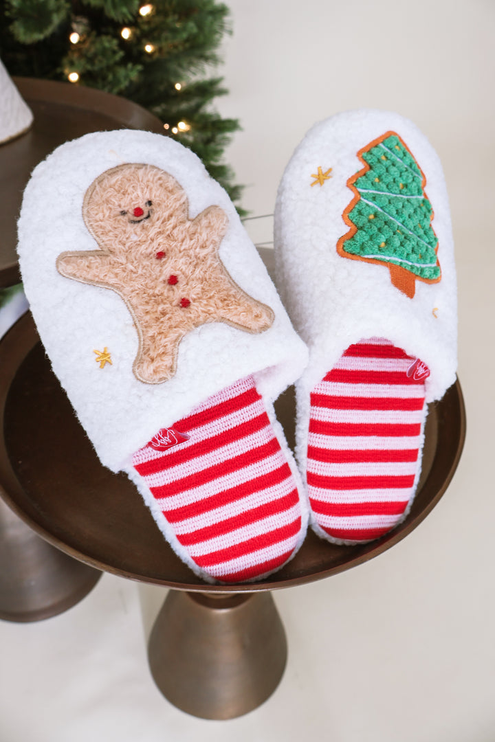 Step Into Christmas Season Striped Slippers