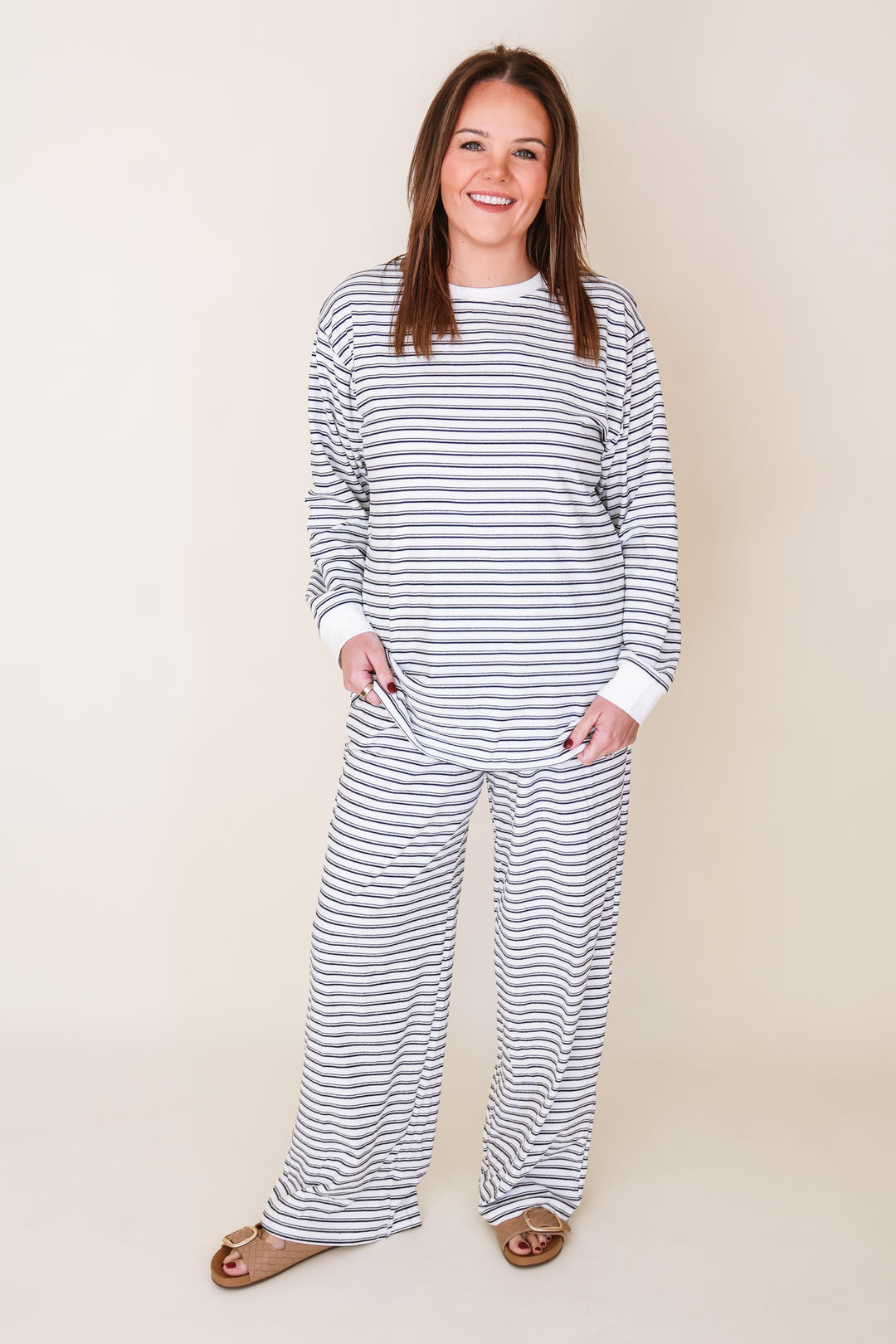 Secrets Striped Long Sleeve - White