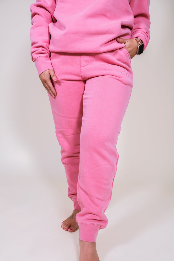 Made-to-Order Bates Embroidered Joggers - Pink
