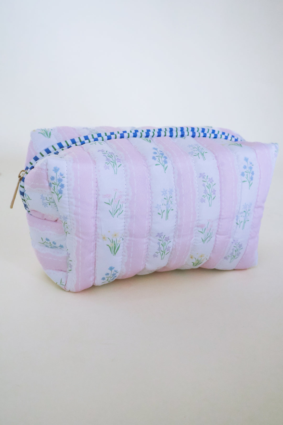 EXCLUSIVE Floral Cotton Quilted Cosmetic Bag - Pink