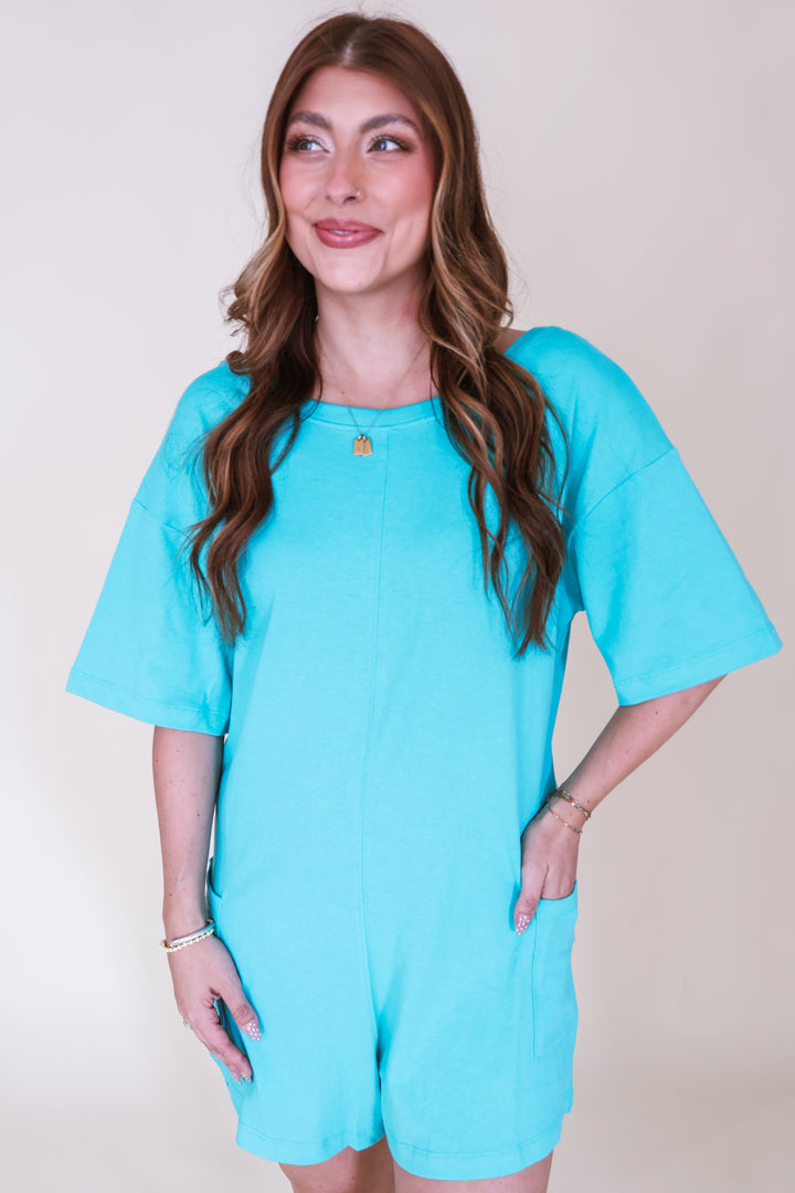 2-Way V or Scoop Neck Romper - Mint
