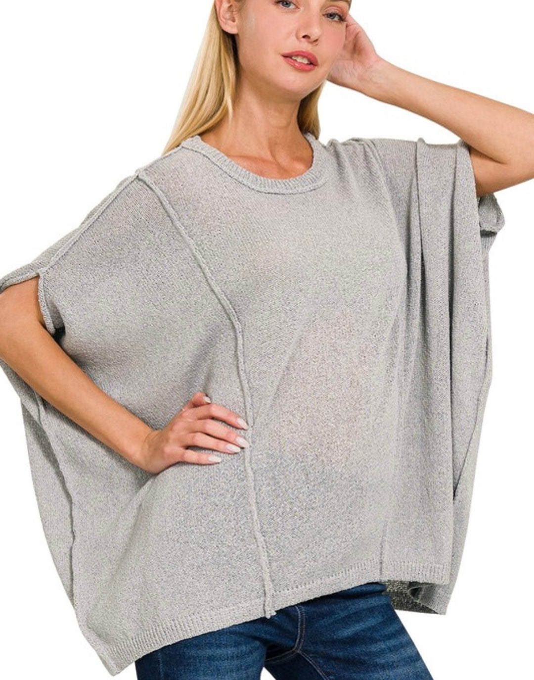 Demi Drop Shoulder Top - Grey