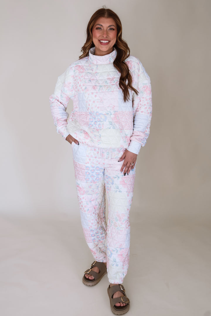 Floral Textured Mock Neck Sweater