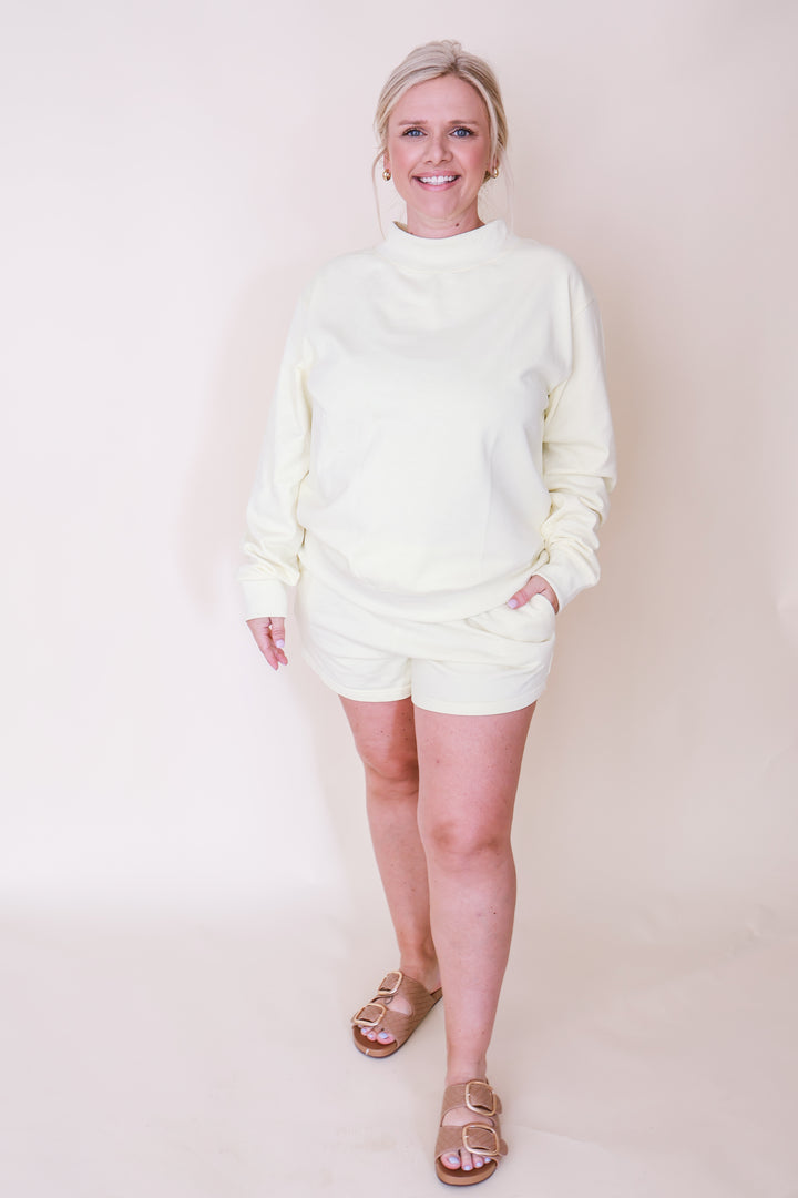 Mock Neck Terry Sweatshirt – Butter Yellow