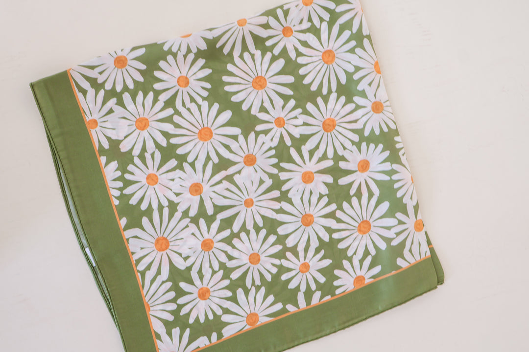 Floral Bandana - Green Daisy