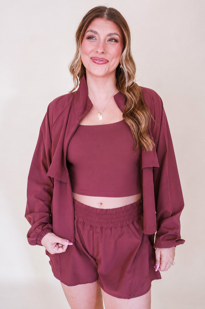 Reluxe Square Neck Performance Tank - Rosewood