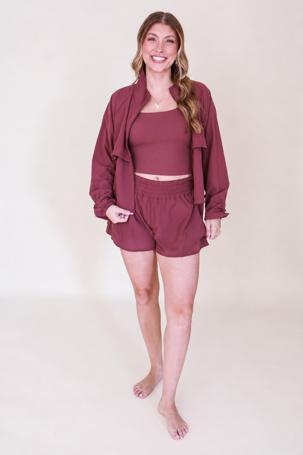 Reluxe Square Neck Performance Tank - Rosewood