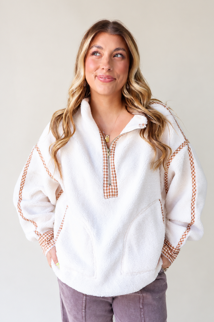Cozy Cabin Gingham Sherpa – Cream